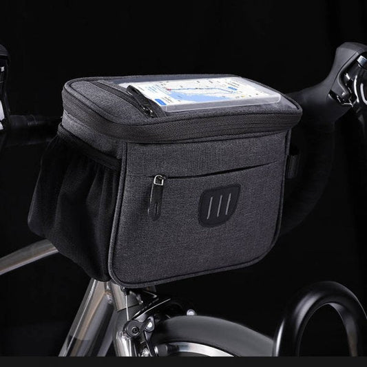 SYSTEM-S Fahrrad Tasche Lenker Befestigung wasserfest mit Flaschenhalter in Schwarz