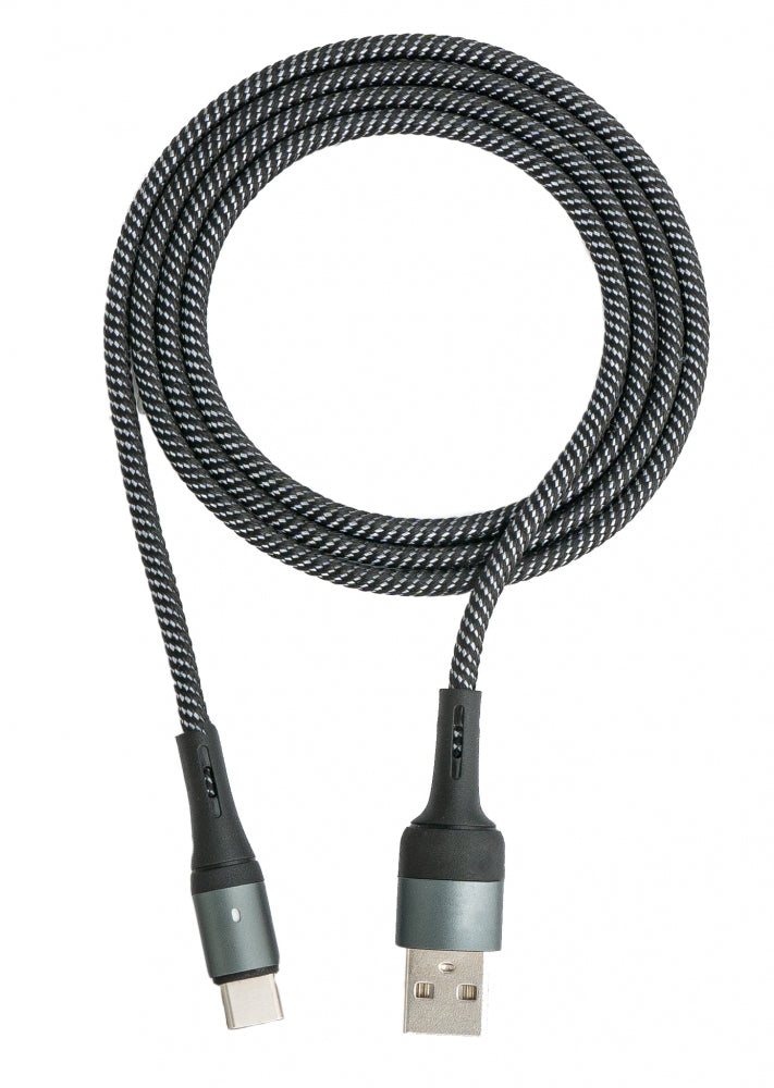 SYSTEM-S USB 3.1 Kabel 1 m Typ C Stecker zu 2.0 Typ A Stecker geflochten Schwarz