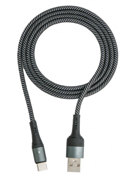 SYSTEM-S USB 3.1 Kabel 1 m Typ C Stecker zu 2.0 Typ A Stecker geflochten Schwarz
