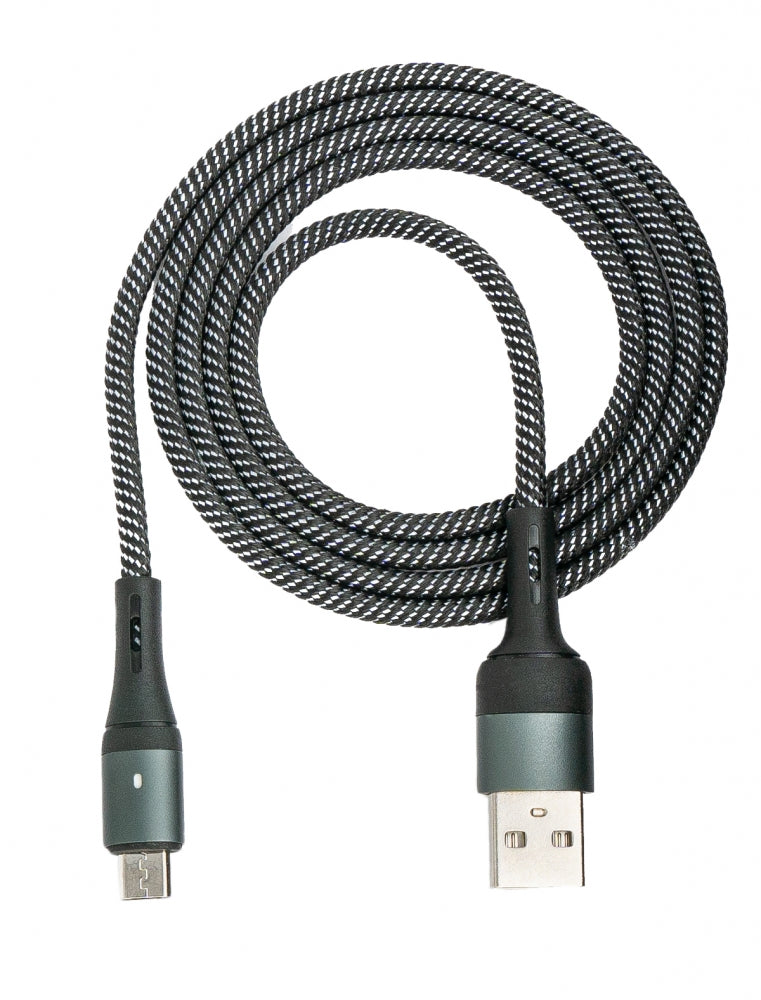 SYSTEM-S USB 2.0 Kabel 1m Micro B Stecker zu 2.0 Typ A Stecker geflochten Schwarz