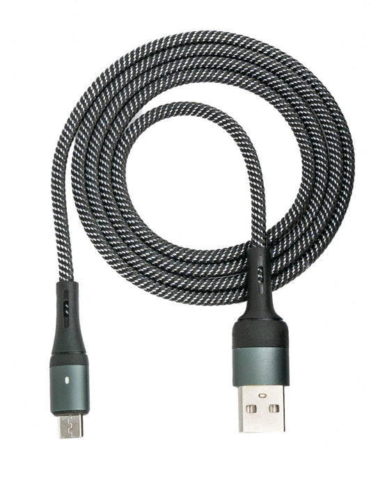 SYSTEM-S USB 2.0 Kabel 1m Micro B Stecker zu 2.0 Typ A Stecker geflochten Schwarz