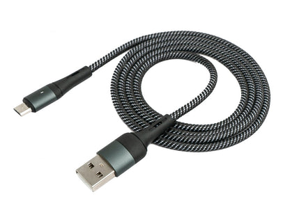 SYSTEM-S USB 2.0 Kabel 1m Micro B Stecker zu 2.0 Typ A Stecker geflochten Schwarz