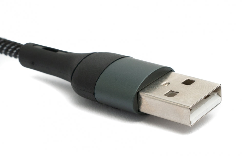 SYSTEM-S USB 2.0 Kabel 1m Micro B Stecker zu 2.0 Typ A Stecker geflochten Schwarz
