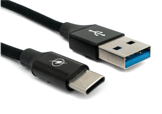 SYSTEM-S USB 3.1 Kabel 1 m Typ C Stecker zu 3.0 Typ A Stecker geflochten Schwarz