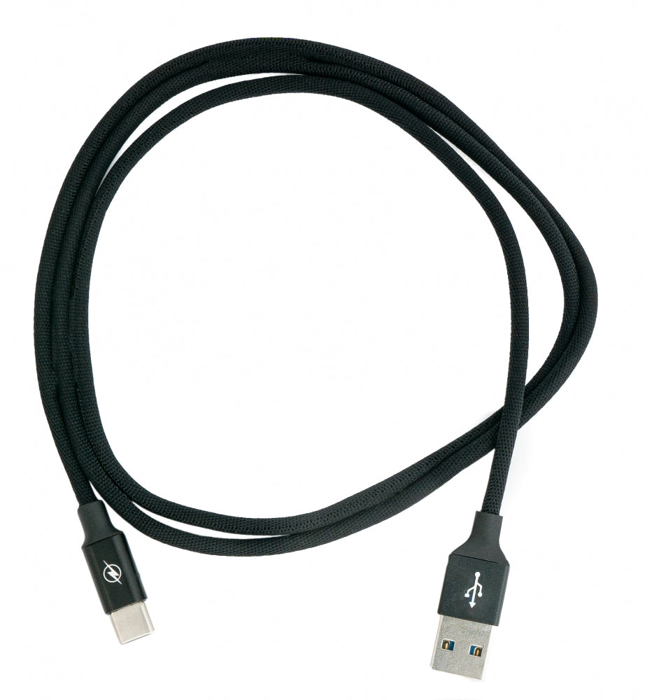 SYSTEM-S USB 3.1 Kabel 1 m Typ C Stecker zu 3.0 Typ A Stecker geflochten Schwarz