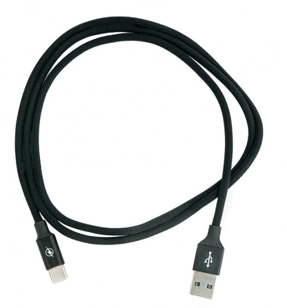 SYSTEM-S USB 3.1 Kabel 1 m Typ C Stecker zu 3.0 Typ A Stecker geflochten Schwarz