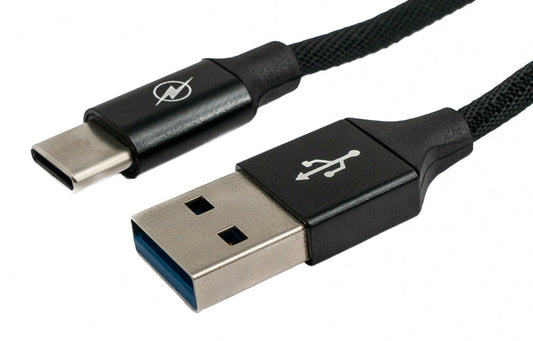 SYSTEM-S USB 3.1 Kabel 3 m Typ C Stecker zu 3.0 Typ A Stecker geflochten Schwarz