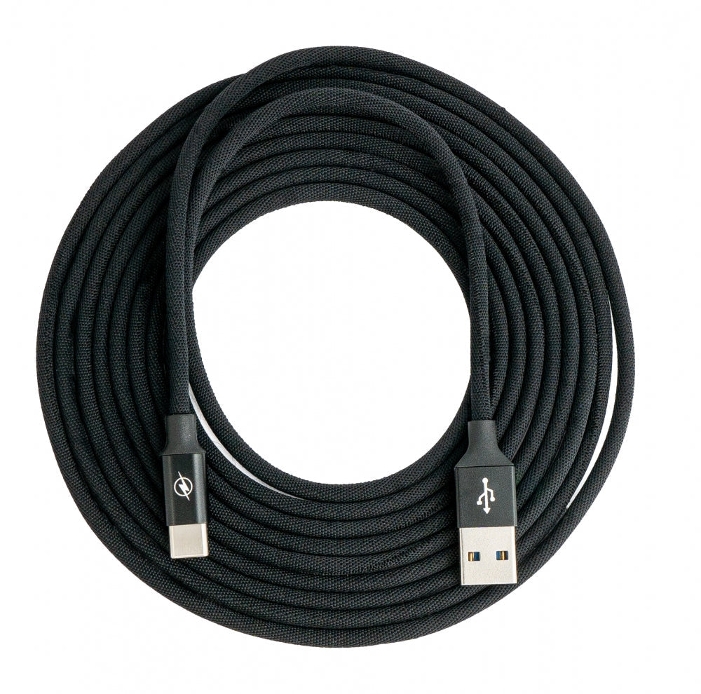 SYSTEM-S USB 3.1 Kabel 3 m Typ C Stecker zu 3.0 Typ A Stecker geflochten Schwarz
