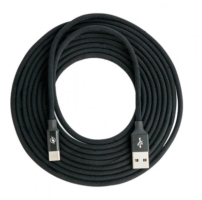 SYSTEM-S USB 3.1 Kabel 3 m Typ C Stecker zu 3.0 Typ A Stecker geflochten Schwarz