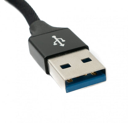 SYSTEM-S USB 3.1 Kabel 25cm Typ C Stecker zu 30 Typ A Stecker geflochten Adapter Schwarz