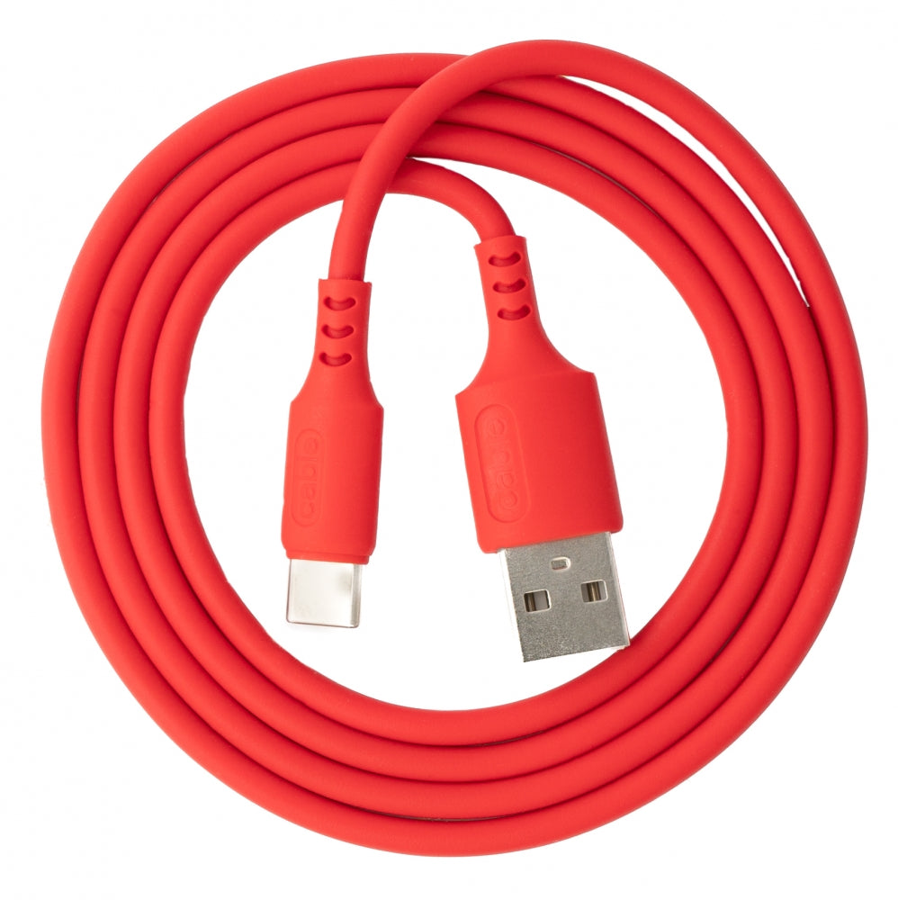 SYSTEM-S USB 3.1 Kabel 1 m Typ C Stecker zu 2.0 Typ A Stecker aus Silikon in Rot