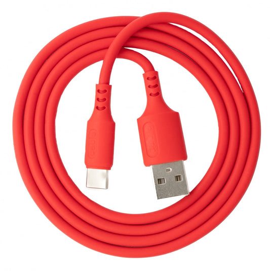 SYSTEM-S USB 3.1 Kabel 1 m Typ C Stecker zu 2.0 Typ A Stecker aus Silikon in Rot