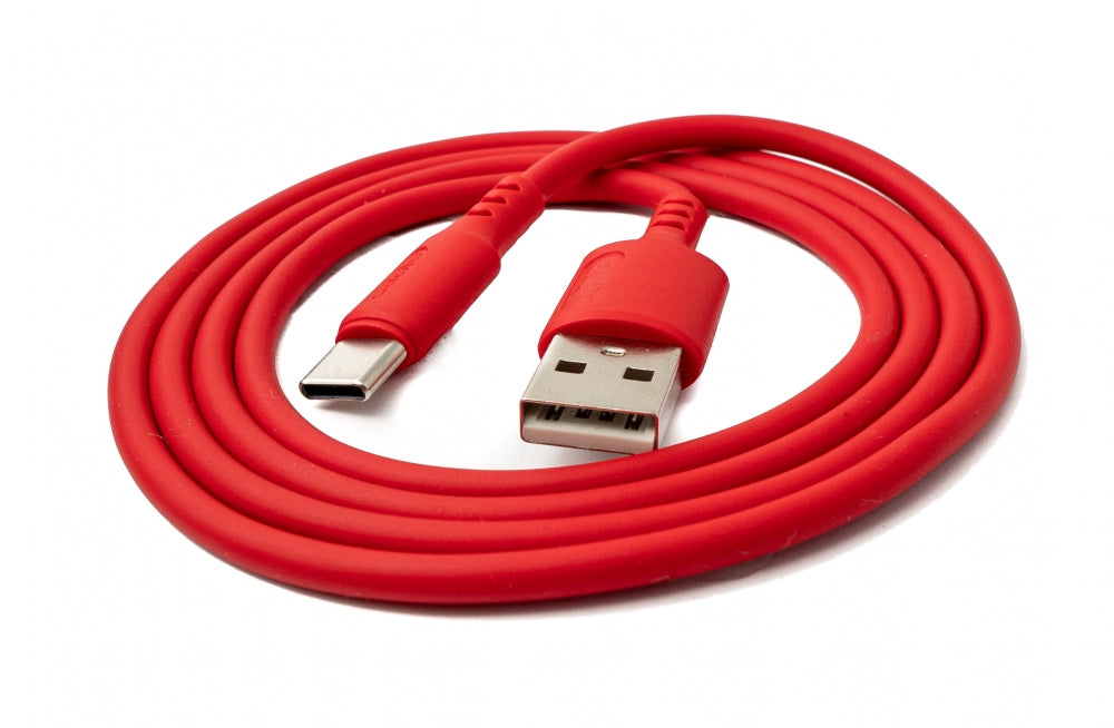 SYSTEM-S USB 3.1 Kabel 1 m Typ C Stecker zu 2.0 Typ A Stecker aus Silikon in Rot