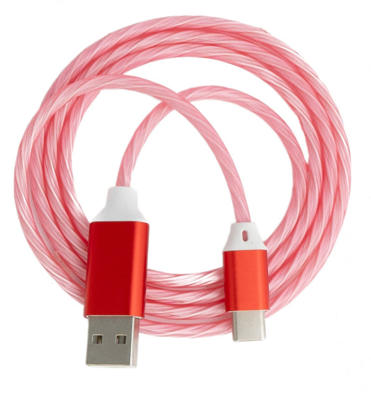 SYSTEM-S USB 3.1 leuchtendes Kabel 1 m Typ C Stecker zu 2.0 Typ A Stecker in Rot