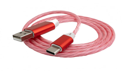 SYSTEM-S USB 3.1 leuchtendes Kabel 1 m Typ C Stecker zu 2.0 Typ A Stecker in Rot