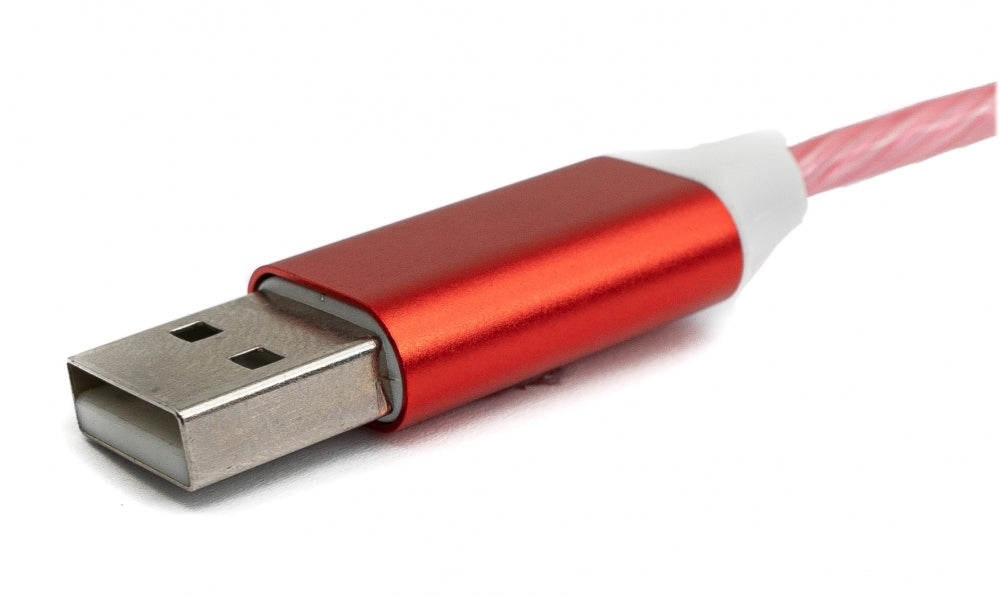 SYSTEM-S USB 3.1 leuchtendes Kabel 1 m Typ C Stecker zu 2.0 Typ A Stecker in Rot