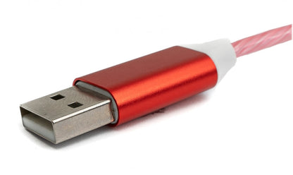 SYSTEM-S USB 3.1 leuchtendes Kabel 1 m Typ C Stecker zu 2.0 Typ A Stecker in Rot