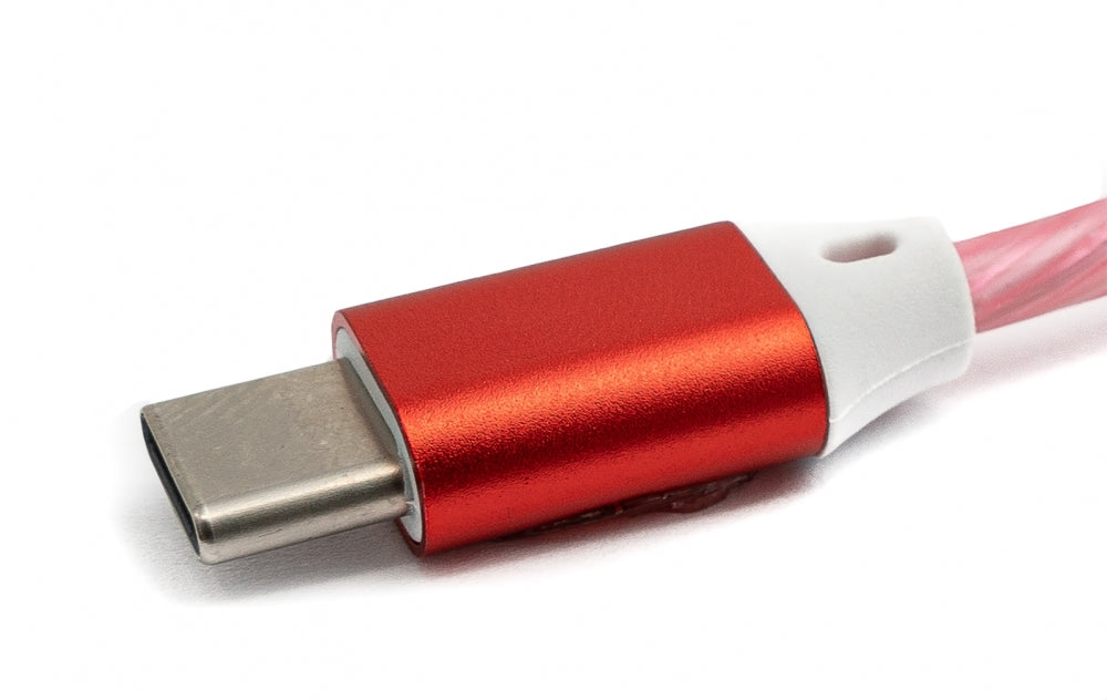 SYSTEM-S USB 3.1 leuchtendes Kabel 1 m Typ C Stecker zu 2.0 Typ A Stecker in Rot