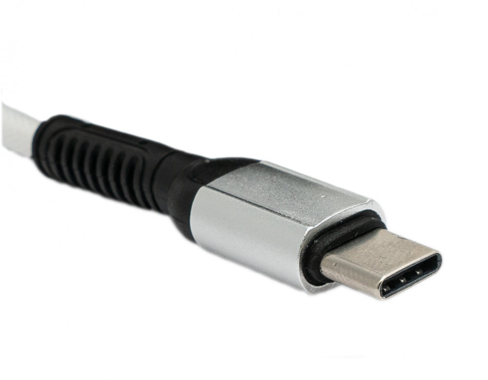 SYSTEM-S USB 3.1 2 in 1 cable 1m Type C male to Type C male and 2.0 Type A braided white