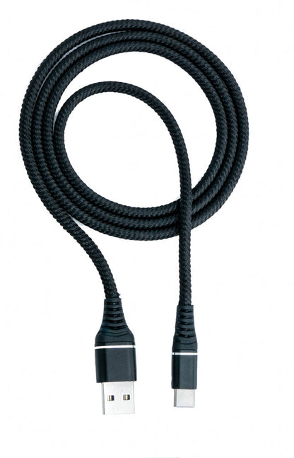 SYSTEM-S USB 3.1 Kabel 1 m Typ C Stecker zu 3.0 Typ A Stecker geflochten Schwarz