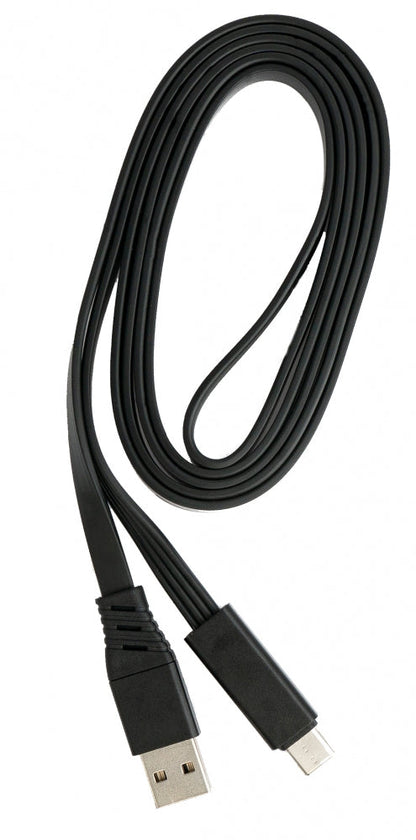 SYSTEM-S USB 3.1 Kabel 1 m Typ C Stecker zu 2.0 Typ A Stecker austauschbar flach Schwarz