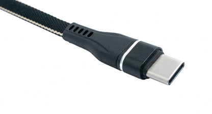 SYSTEM-S USB 3.1 Kabel 1 m Typ C Stecker zu 3.0 Typ A Stecker flach geflochten in Schwarz