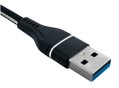 SYSTEM-S USB 3.1 Kabel 1 m Typ C Stecker zu 3.0 Typ A Stecker flach geflochten in Schwarz