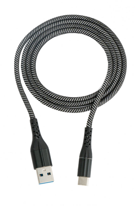 SYSTEM-S USB 3.1 Kabel 1 m Typ C Stecker zu 3.0 Typ A Stecker geflochten Schwarz