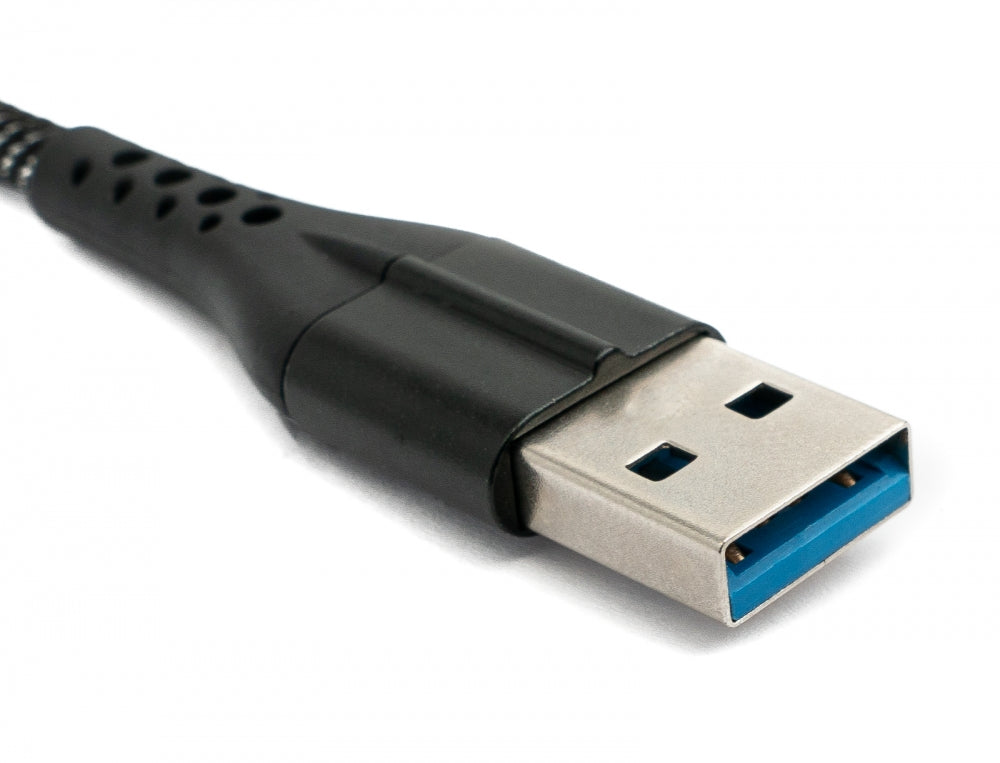 SYSTEM-S USB 3.1 Kabel 1 m Typ C Stecker zu 3.0 Typ A Stecker geflochten Schwarz