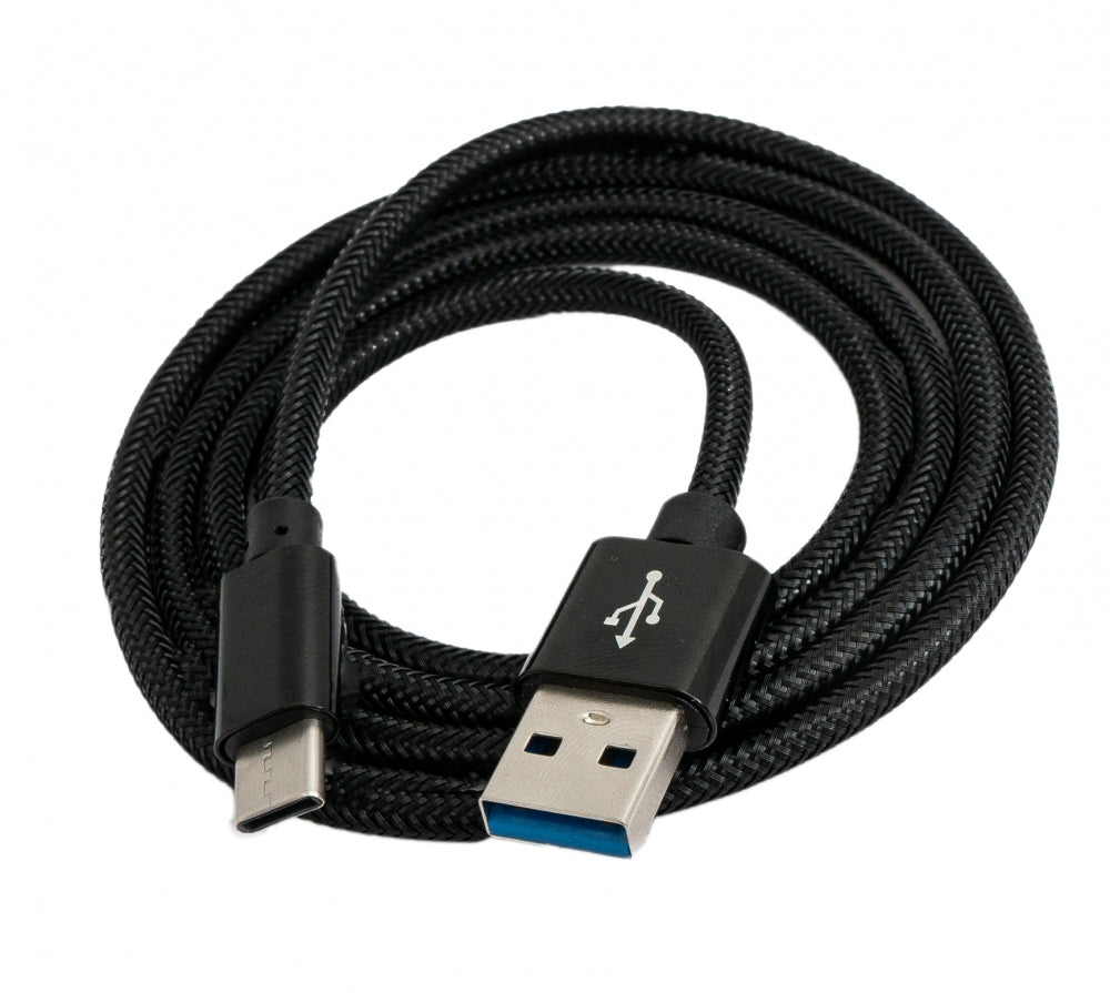 SYSTEM-S USB 3.1 cable 1 m Type C male to 3.0 Type A male braided Black