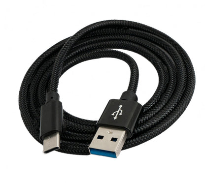 SYSTEM-S USB 3.1 cable 1 m Type C male to 3.0 Type A male braided Black