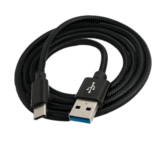 SYSTEM-S USB 3.1 cable 1 m Type C male to 3.0 Type A male braided Black