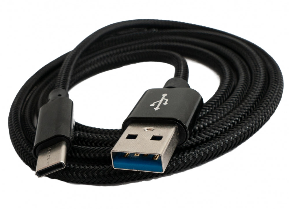SYSTEM-S USB 3.1 cable 1 m Type C male to 3.0 Type A male braided Black