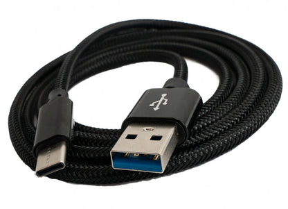 SYSTEM-S USB 3.1 cable 1 m Type C male to 3.0 Type A male braided Black