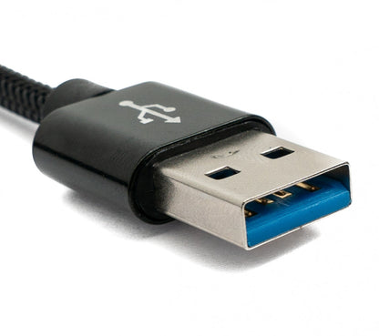SYSTEM-S USB 3.1 cable 1 m Type C male to 3.0 Type A male braided Black