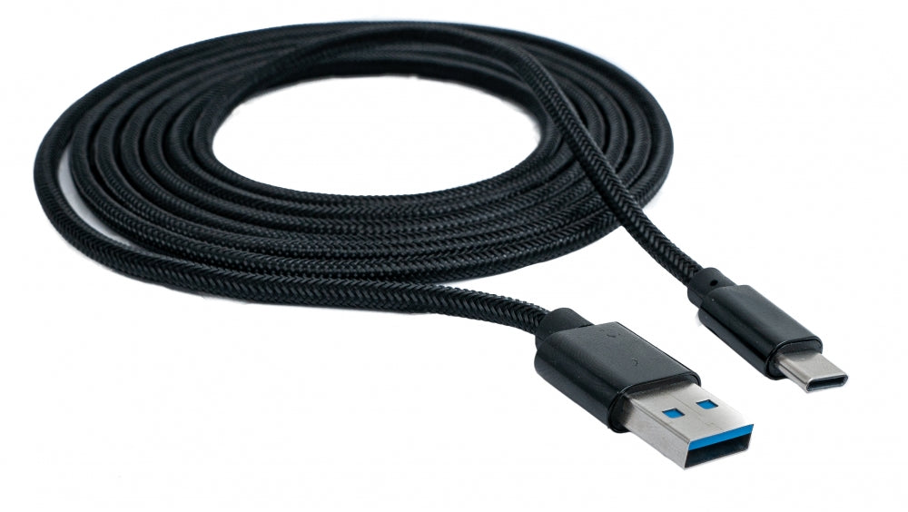 SYSTEM-S USB C 3.1 Kabel 2 m Stecker zu 3.0 Typ A Stecker geflochten