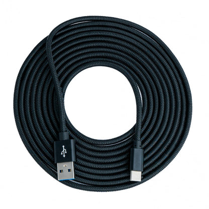 SYSTEM-S USB 3.1 Kabel 3 m Typ C Stecker zu 3.0 Typ A Stecker  Kabel geflochten Schwarz