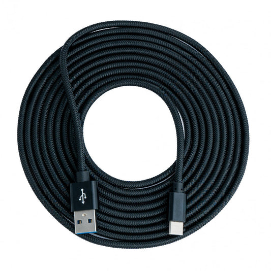 SYSTEM-S USB 3.1 Kabel 3 m Typ C Stecker zu 3.0 Typ A Stecker  Kabel geflochten Schwarz