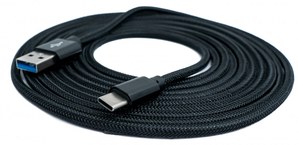 SYSTEM-S USB 3.1 Kabel 3 m Typ C Stecker zu 3.0 Typ A Stecker  Kabel geflochten Schwarz