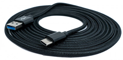 SYSTEM-S USB 3.1 Kabel 3 m Typ C Stecker zu 3.0 Typ A Stecker  Kabel geflochten Schwarz