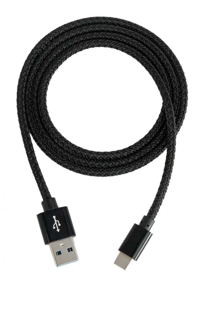 SYSTEM-S USB 3.1 Kabel 1 m Typ C Stecker zu 3.0 Typ A Stecker geflochten Schwarz