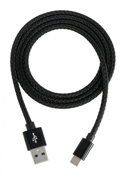 SYSTEM-S USB 3.1 Kabel 1 m Typ C Stecker zu 3.0 Typ A Stecker geflochten Schwarz