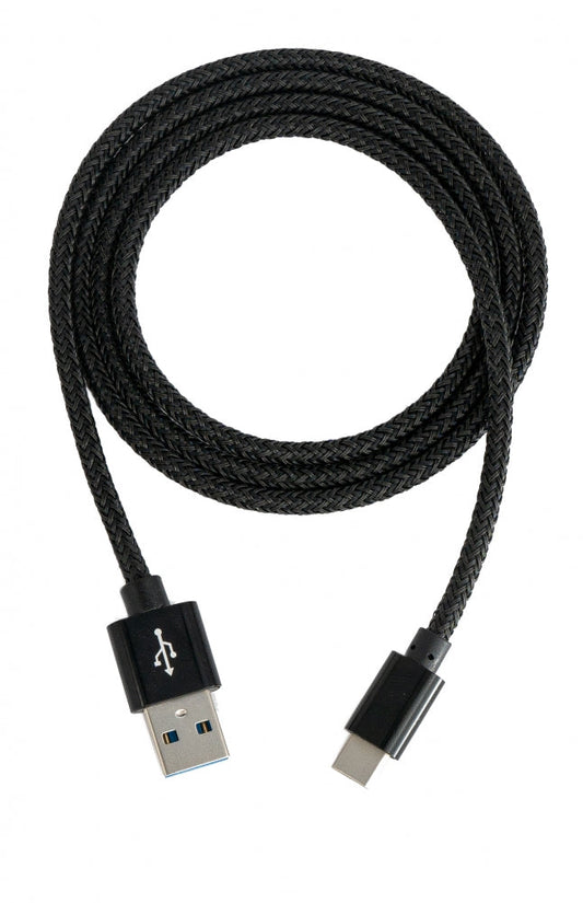 SYSTEM-S USB 3.1 Kabel 1 m Typ C Stecker zu 3.0 Typ A Stecker geflochten Schwarz