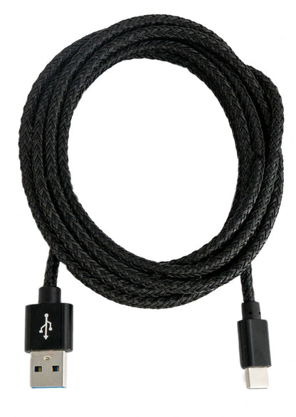 SYSTEM-S USB 3.1 Kabel 2 m Typ C Stecker zu 3.0 Typ A Stecker geflochten Schwarz