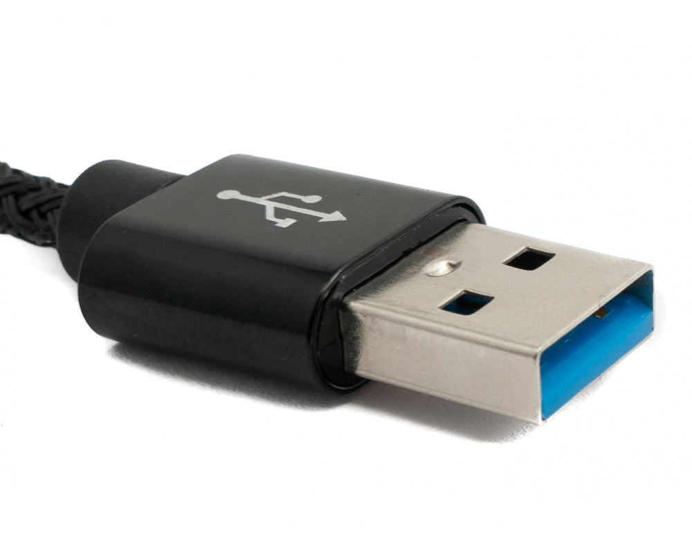 SYSTEM-S USB 3.1 Kabel 2 m Typ C Stecker zu 3.0 Typ A Stecker geflochten Schwarz