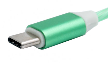 SYSTEM-S USB 3.1 leuchtendes Kabel 1 m Typ C Stecker zu 2.0 A Stecker in Grün