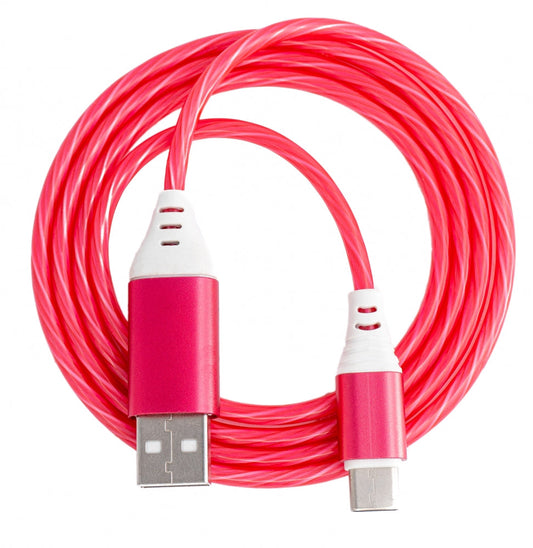 SYSTEM-S USB 3.1 leuchtendes Kabel 1 m Typ C Stecker zu 2.0 A Stecker in Rot