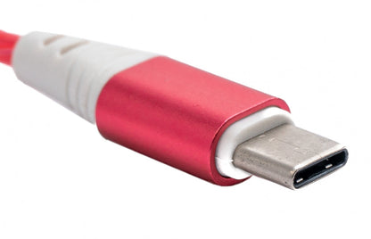 SYSTEM-S USB 3.1 leuchtendes Kabel 1 m Typ C Stecker zu 2.0 A Stecker in Rot