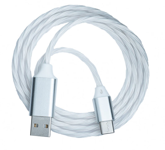 SYSTEM-S USB 3.1 leuchtendes Kabel 1 m Typ C Stecker zu 2.0 A Stecker in Regenbogen
