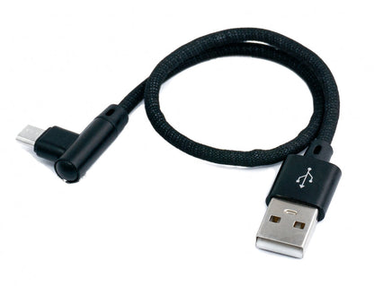 SYSTEM-S USB 2.0 Kabel 25cm Micro B Stecker zu 2.0 A Stecker Winkel geflochten in Schwarz